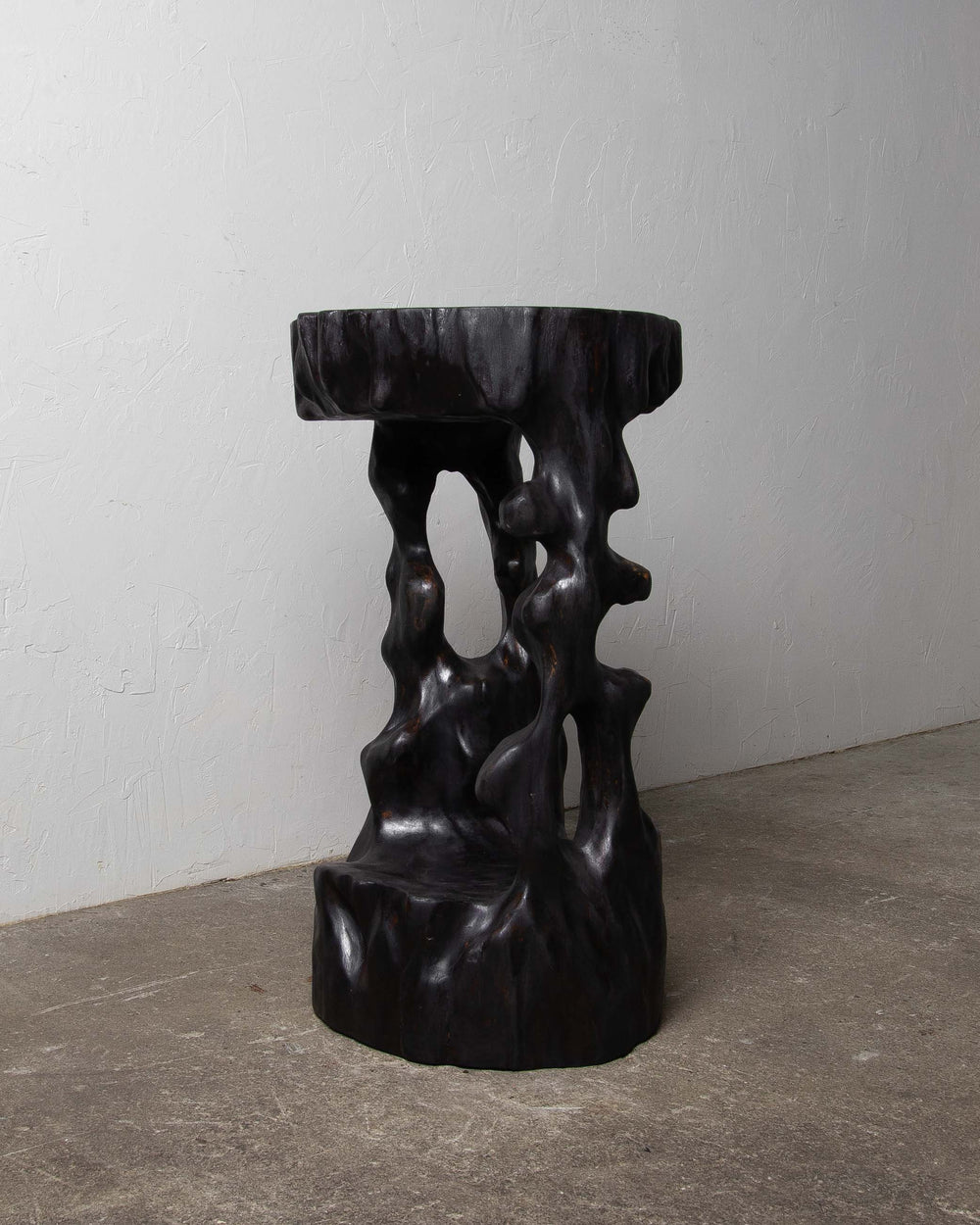Old Black Wood Display Stand